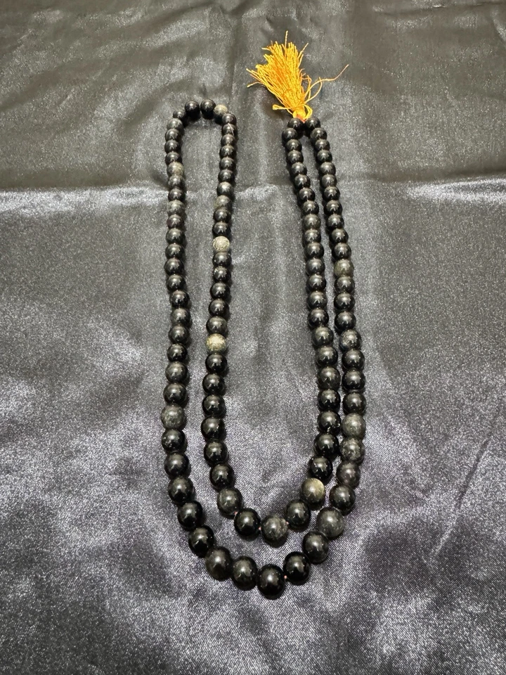 PREMIUM QUALITY BLACK OBSIDIAN ROUND GEMSTONE BEADS 8mm 108 Beads Gift - Image 2 of 4