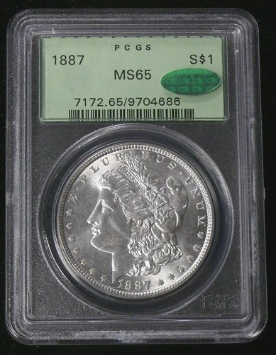 1887-P MS-65 CAC   OLD GREEN HOLDER PCGS  MORGAN DOLLAR  SEE PICTURES