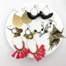Boho Statement Dangle Earrings Mixed Lot Tassel Fringe Geometric Festival Gift