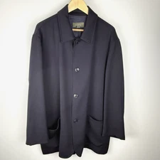 Ermenegildo Zegna Wool Overcoat Lightweight Car Coat 54 XL US44 Navy Blue Preppy