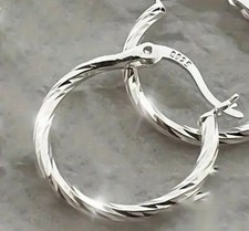S925 Sterling Silver Twisted Hoop Earrings 20mm Everyday Gift