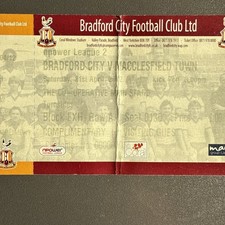 Bradford City v Macclesfield Town(League 2 2011/12) 21/4/2012 Match Ticket Faded