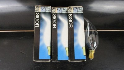 3x Sigor Light Bulb/Bulb Wind Gust Candle E14 25W Clear