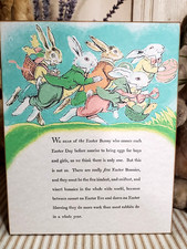 OLD PRIMITIVE VINTAGE RETRO BOOK STYLE EASTER COUNTRY BUNNY RABBIT STORY SIGN