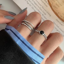 Copper Double Layer Twist Ring Geometric Design Adjustable