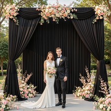2 PCS Black Backdrop Curtains Wrinkle Free Photo Drapes Stand 5x10ft Prop