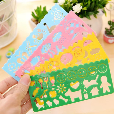 4PCS Kids Drawing Toys Painting Template Board Plastic Ruler Art Craft Juguetes 