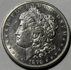 1878-CC $1 Morgan Silver Dollar. Attractive AU Details, Cleaned