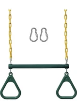 New Jungle Gym Kingdom 18” Trapeze Swing Bar Rings 48” Heavy Duty Swing Set