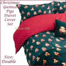 Image of Christmas Guinea Pigs DOUBLE Duvet cover Set Christmas Bedding NEW