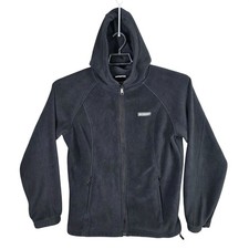 Womens Columbia Black Fleece Full Zip Hoodie 100 Polyester Long Sleeve Size L