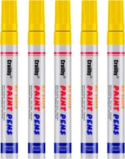 Yellow Paint Markers, 5 Pack Oil-Based Waterproof 1 Count (Pack of 5), 