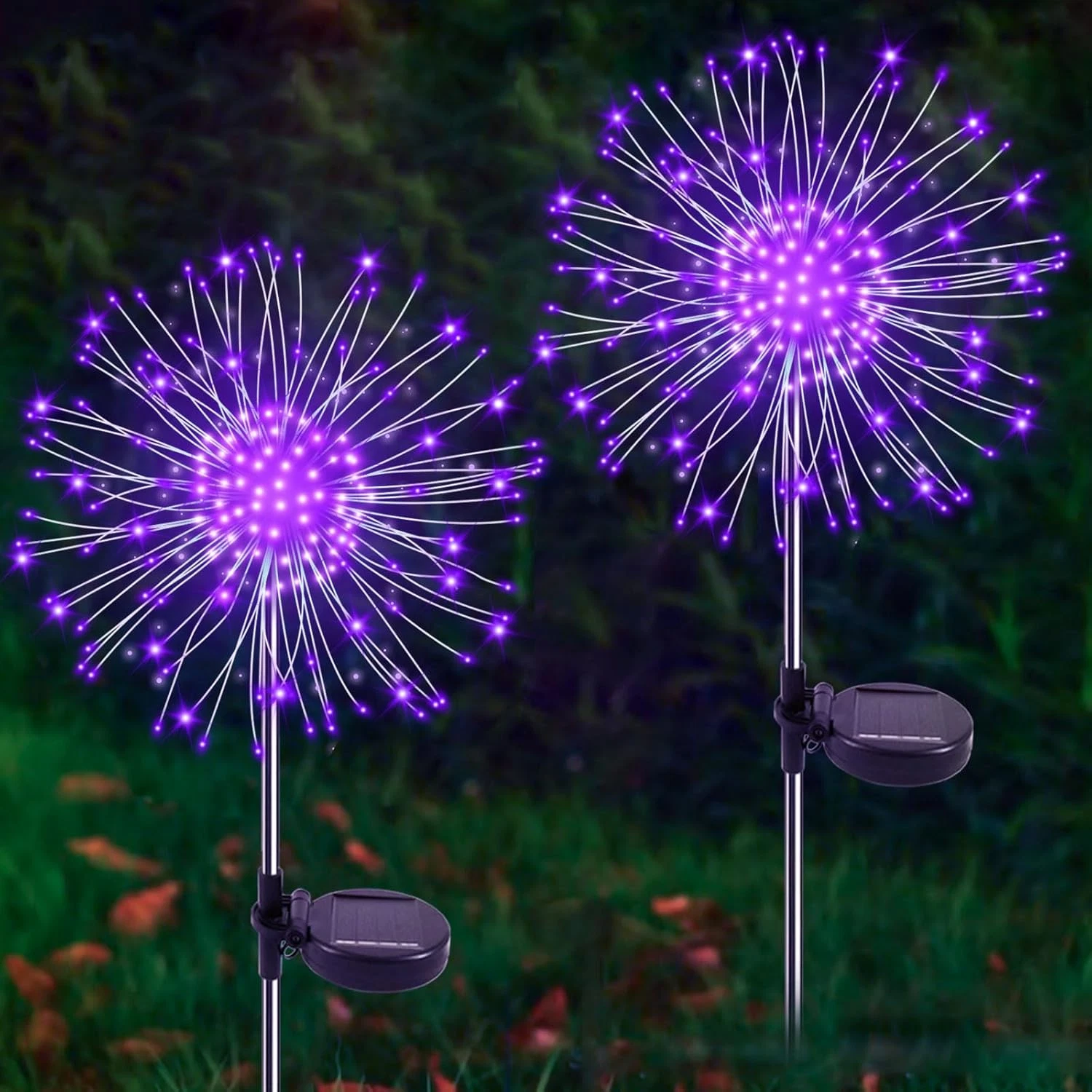 Solar Garden Lights Outdoor, 2 Pack 120 LED Twinkling Firework Lights Decorative