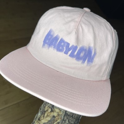 Babylon LA USA-Made Pink Panel Flat-Brim Bill Leather Strapback Hat Unisex SEE