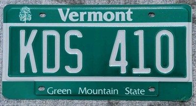 License Plate  Vermont Green Mountain State Maple Tree #KDS 410