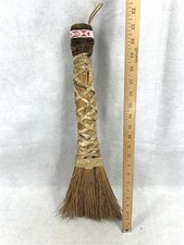 antique broom natural  Native American  corn broom leather hand made mid 19thc