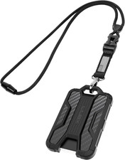 Badge Holder with Heavy Duty Breakaway Lanyard, Carbon Fiber-Texture, Durable ID