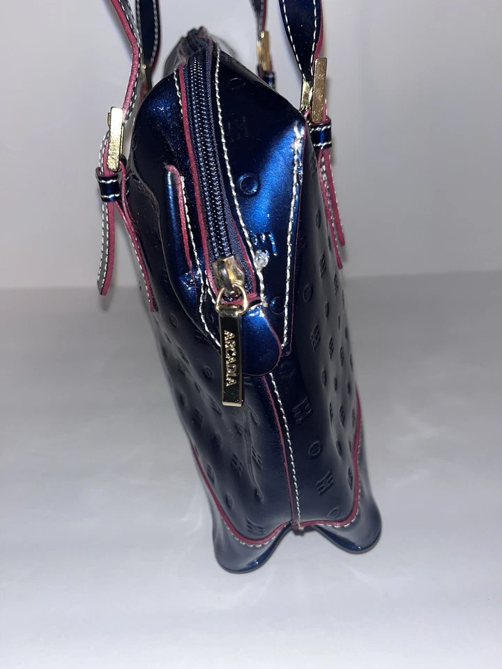 Arcadia Patent Leather Tote Purse Blue Made In Italy - Image 3 of 4