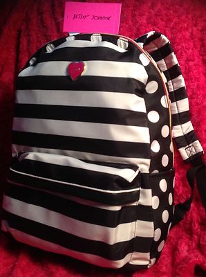 BETSEY JOHNSON BACKPACK Striped Polka Dots Bag Handbag 