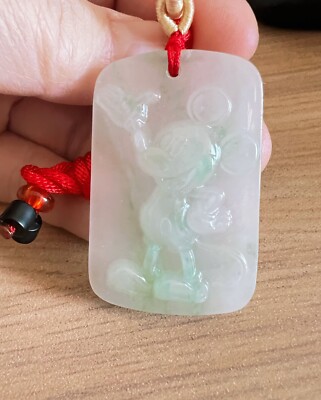 Special Made Hello Kitty Jade Jadeite  String Cord Necklace