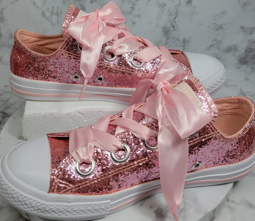 Pale pink big sales eyelets glitter ox trainers