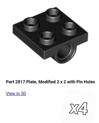 【れの様】 NEW LEGO Black Plate, Modified 2 x 2 with Pin Holes (x4) 2817