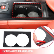 Real Carbon Fiber Center Console Cup Holder Trim For Nissan GTR R35 2008-2016