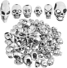 60 piezas cuentas espaciadoras cabeza calavera esqueleto aleación vintage plata calavera cuentas antiguas
