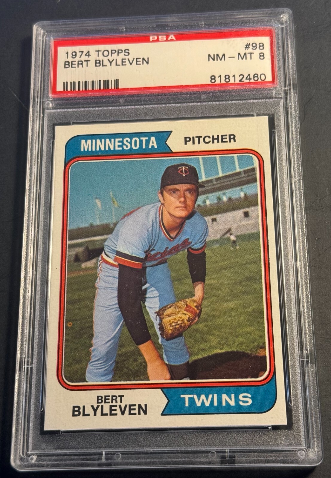 1974 BERT BLYLEVEN TOPPS #98 PSA 8 TWINS CENTERED  (460)