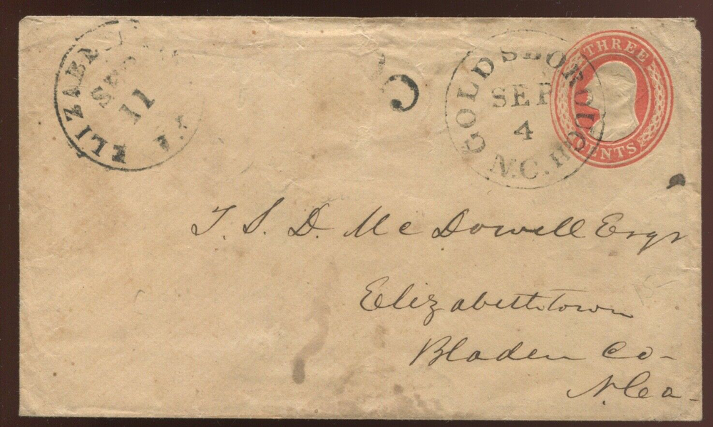 CSA U10 Goldsborough to Elizabeth City NC 5 Mark LV9900 Entire Stamp