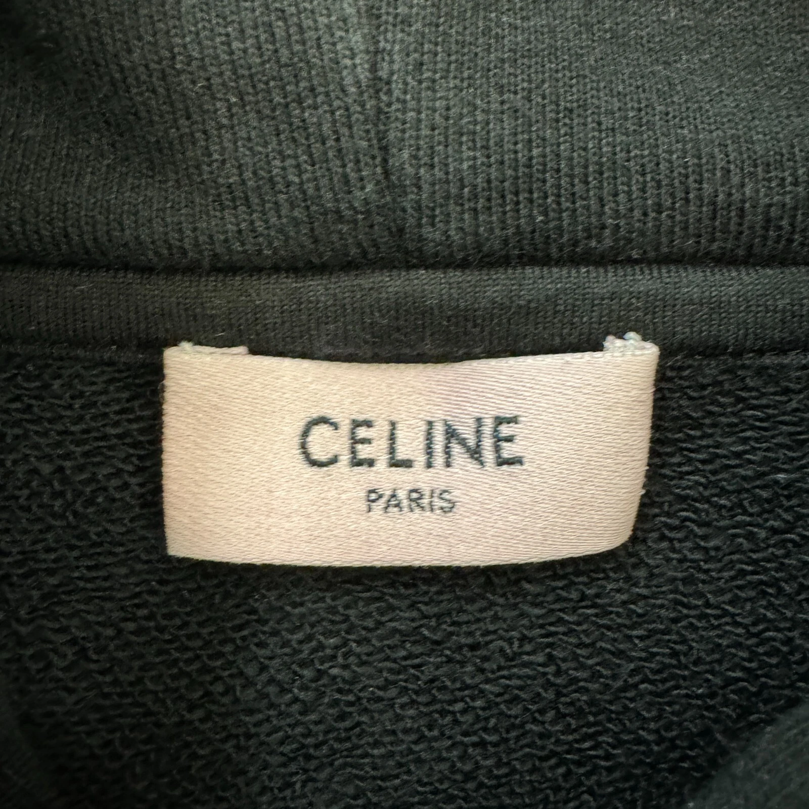 Felpa con cappuccio Celine x Heidi Slimane spilla di sicurezza nera prezzo consigliato £ 1000 ^