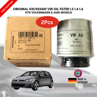 2PCS Original Volkswagen 03C115561H Oil Filter VW, AUDI, SEAT, SKODA 1.2 1.4TSi