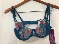 Adored by Adore Me Jamilla Unlined Underwire Mesh Embroidered Lyons Blue Bra