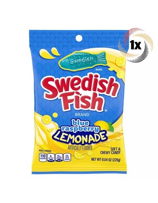 1x Bags Swedish Fish Blue Raspberry Lemonade Soft & Chewy Gummy Candy | 8.04oz
