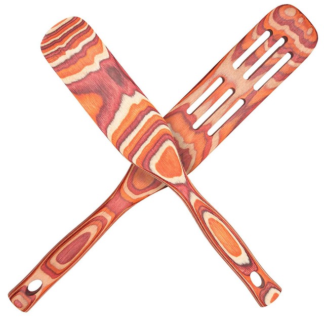 Exotic Spoons Pakkawood 2-Piece Spurtle Set (Stirring Spatula/Spoon), 11-inch By for sale online