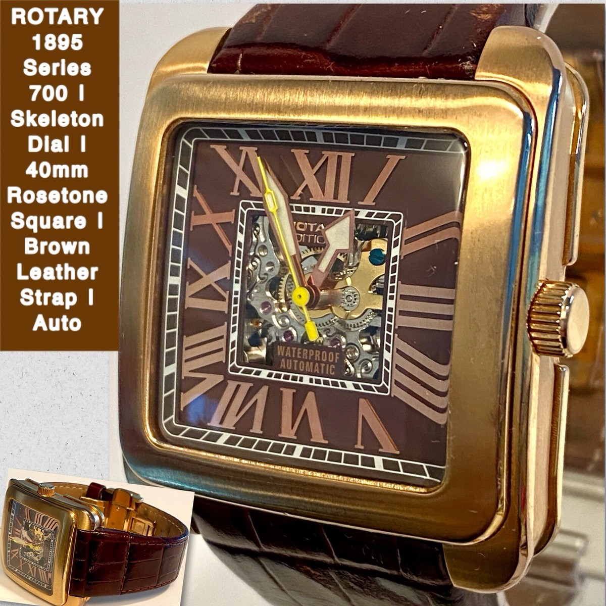 40mm Auto Skeleton | ROTARY 700 Series | Rosetone Square | Brown