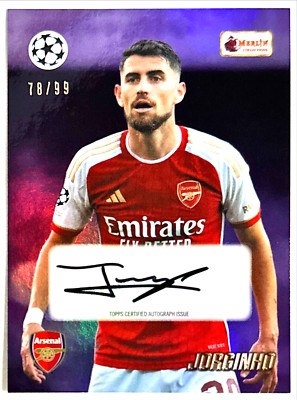 2023-24 Topps Merlin Heritage Jorginho Purple Auto 78/99 Arsenal Italy Autograph