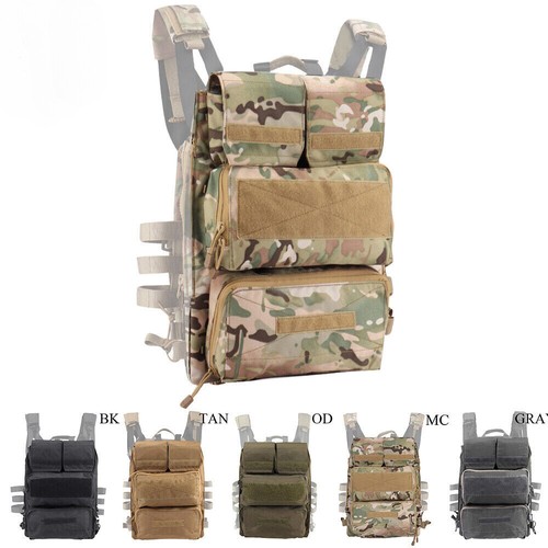 Tactical Zip-on Panel Pouch Plate Carrier Back Zip Pack Bag for JPC Bag Military - Picture 1 of 29