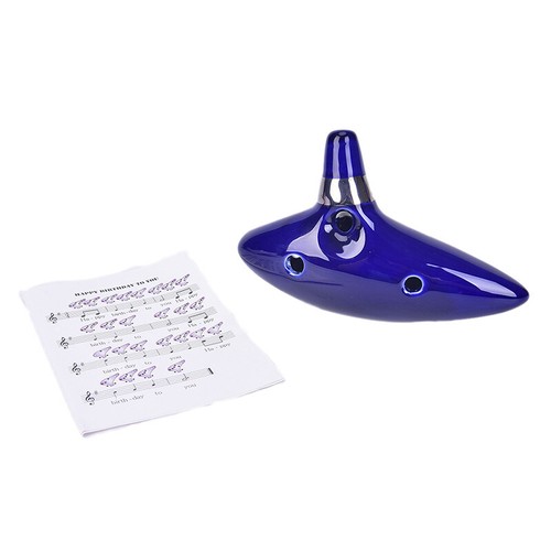 Ocarina 6 Trous Alto C - Style Bouteille De Vin - Céramique Émaillée Blanche - Avec Sangle Et Tablature - 8