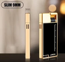 Jobon Slim 9mm Flat Flame Blue Cigarette Lighter Visible Gas Window Easy Ignit