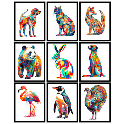 Animals Art Print CONTEMPORARY ART Colorful Wall Decor UNFRAMED PICK ANIMAL A4