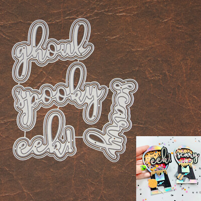 Scary Ghoul Halloween Words w Shadows Cutting Dies   Eek! Spooky