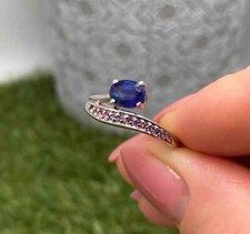 Kyanite and Rhodolite natural gemstone Ring, Sterling silver 925, Size 8 US