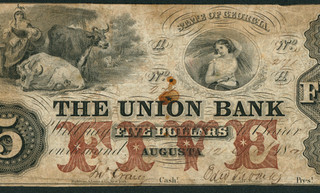 $5 1854 The Union Bank Georgia Obsolete Banknote PAPER CURRENCY AUCTIONS