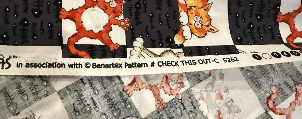 Tecido ALLEY CAT por Greta Lynn para lona Benartex quadrados ossos de peixe 44” BTY - Imagem 4 de 4