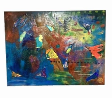 Original 30x40 Abstract Mixed Media On Canvas Titled Wednesday’s Exhale