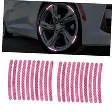20PCS Reflective Car Wheel Decorative Stripe Sticker, Car Warm Neon Pink