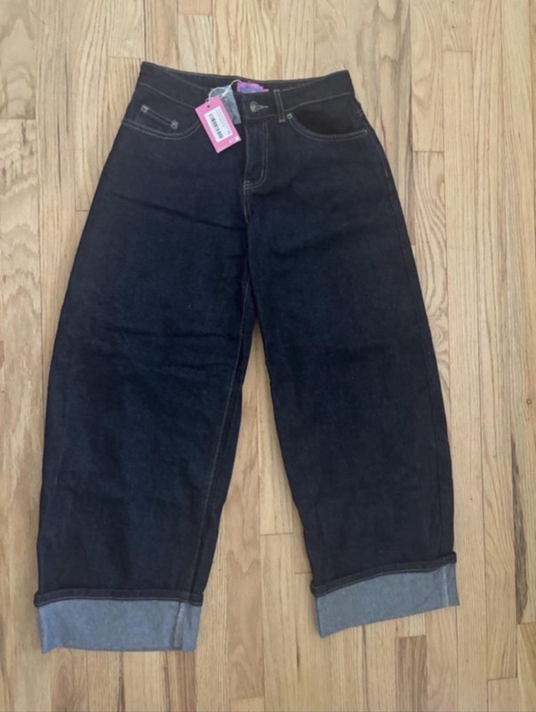 edited Women’s Wide-Leg Solid Denim Jeans, Regular Size XS