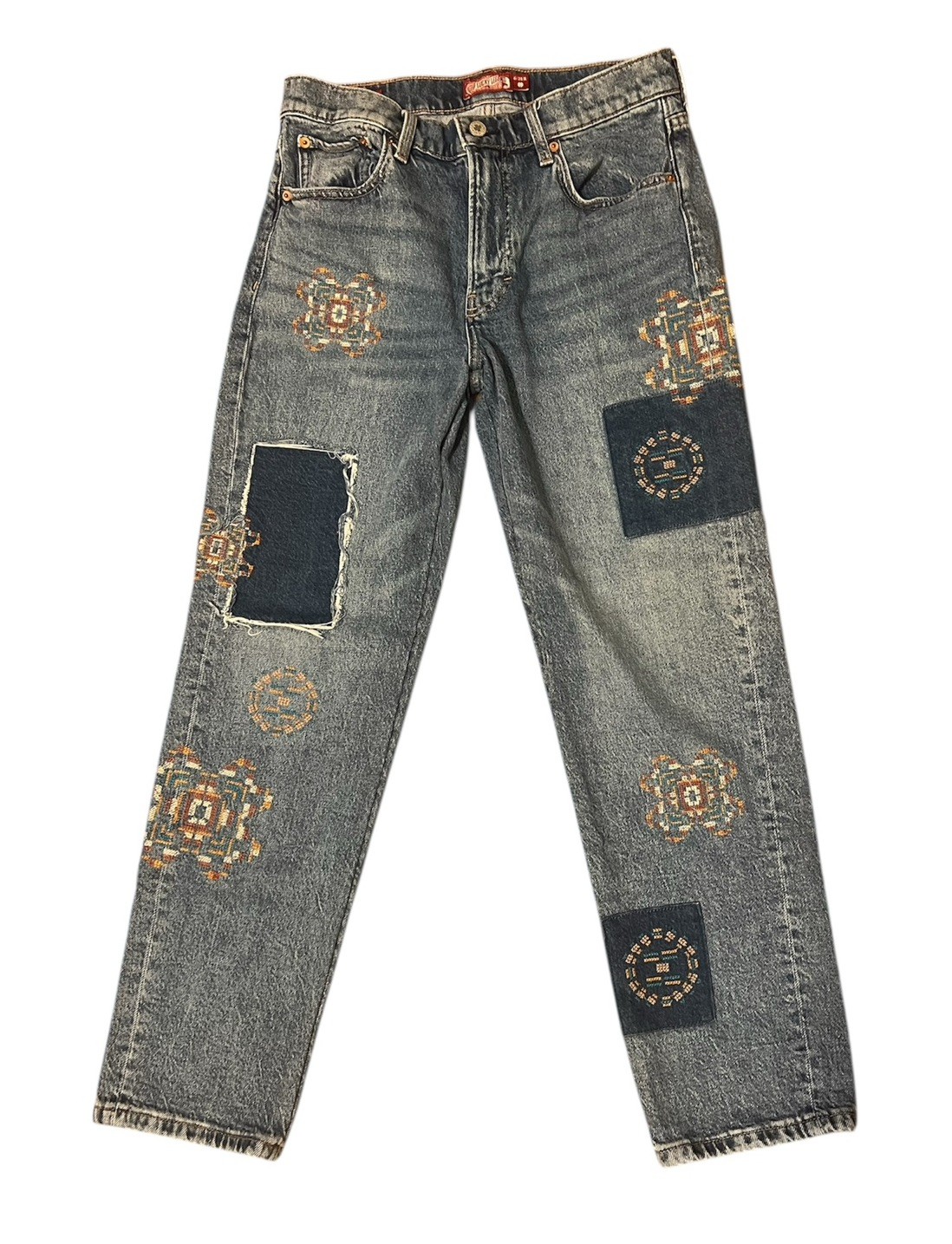 Lucky Legend Handcrafted Blue patchwork denim jea… - image 1