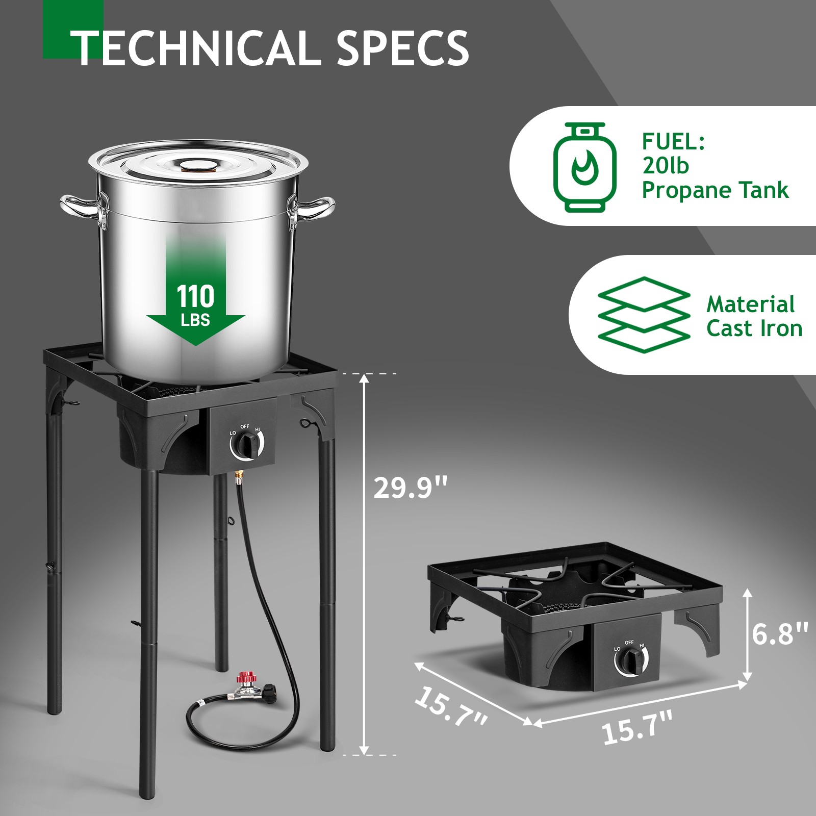 ZOKOP Portable Outdoor Propane 75,000 BTU 1 Burner Camping Stove Party BBQ Grill